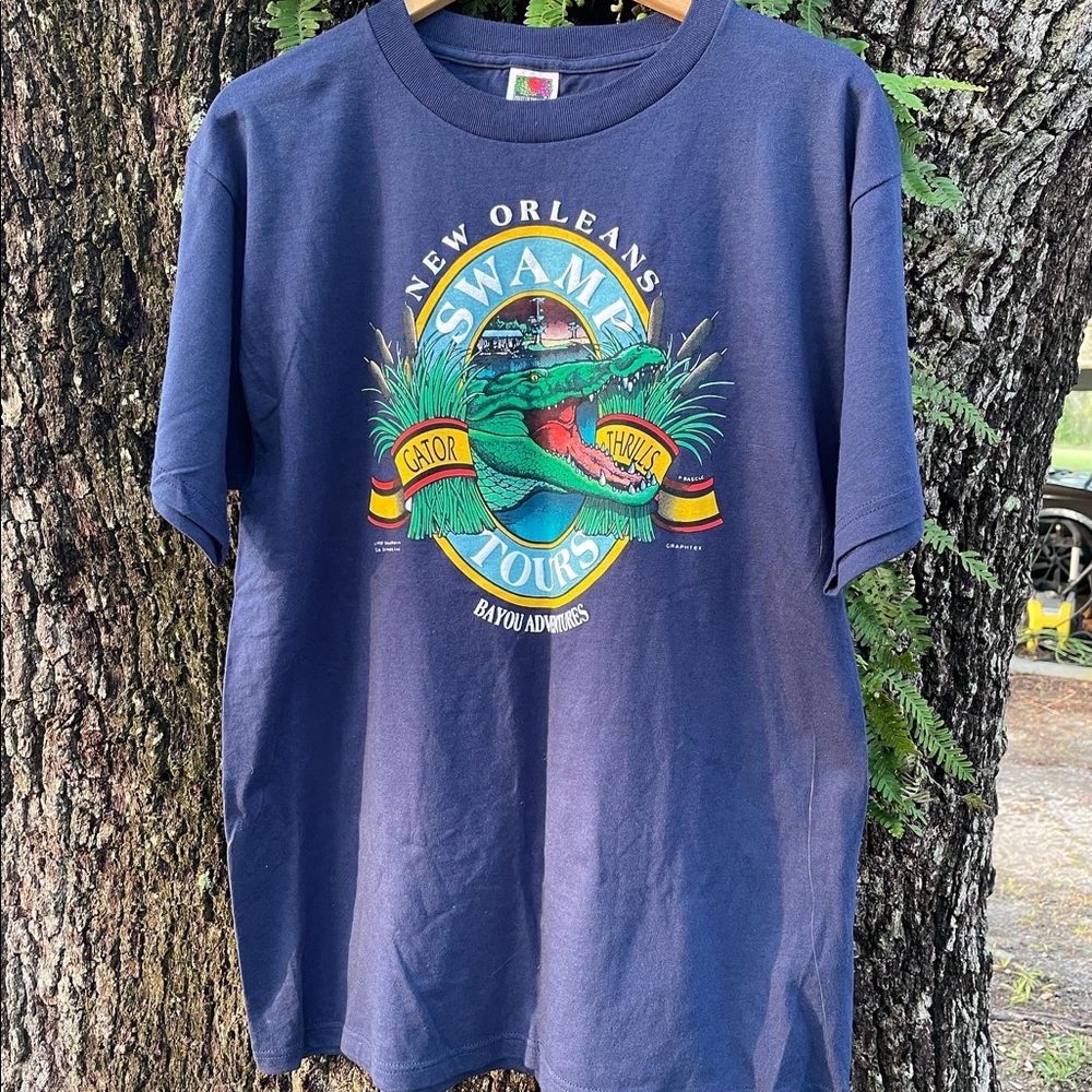 Vintage 1997 New Orleans Louisiana Swamp Tour T-Shirt Alligator Graphic